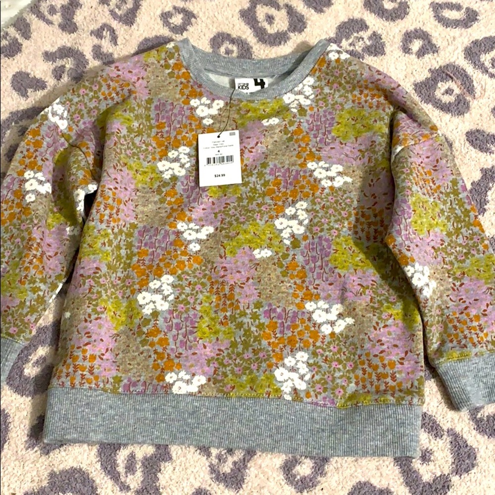 NWT girls floral cotton on sweater size 4